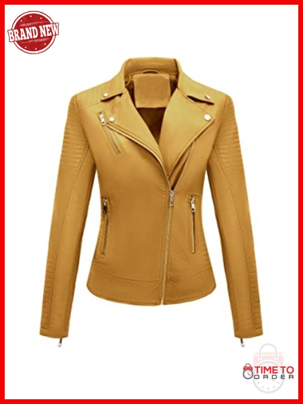 Faux Leather Moto Jacket Lightweight Classic Coat Trendy Biker Outerwear